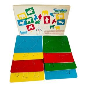 Vintage Lauri Traceables Living Things Ages 4 to 8 Drawing Learning Tool 1989